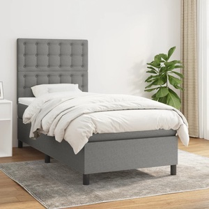 vidaXL, vidaXL Boxspringbett mit Matratze Dunkelgrau 80x200 cm Stoff