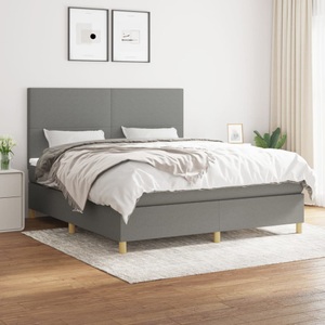 vidaXL, vidaXL Boxspringbett mit Matratze Dunkelgrau 160x200 cm Stoff, vidaXL Boxspringbett mit Matratze Dunkelgrau 160x200 cm Stoff