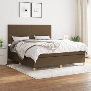 vidaXL, vidaXL Boxspringbett mit Matratze Dunkelbraun 160x200 cm Stoff, vidaXL Boxspringbett mit Matratze Dunkelbraun 160x200 cm Stoff