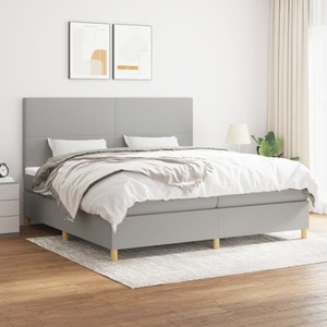 vidaXL, vidaXL Boxspringbett mit Matratze Hellgrau 200x200 cm Stoff, vidaXL Boxspringbett mit Matratze Hellgrau 200x200 cm Stoff