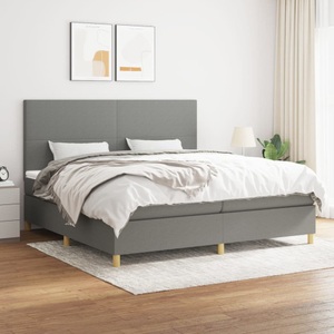 vidaXL, vidaXL Boxspringbett mit Matratze Dunkelgrau 200x200 cm Stoff