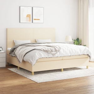vidaXL, vidaXL Boxspringbett mit Matratze Creme 200x200 cm Stoff