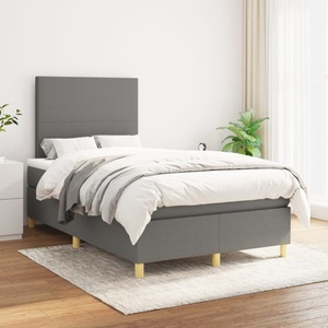 vidaXL, vidaXL Boxspringbett mit Matratze Dunkelgrau 120x200 cm Stoff, vidaXL Boxspringbett mit Matratze Dunkelgrau 120x200 cm Stoff