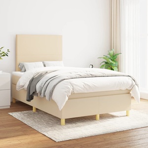 vidaXL, vidaXL Boxspringbett mit Matratze Creme 120x200 cm Stoff