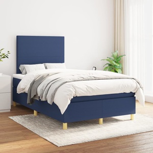 vidaXL, vidaXL Boxspringbett mit Matratze Blau 120x200 cm Stoff