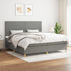vidaXL, vidaXL Boxspringbett mit Matratze Dunkelgrau 200x200 cm Stoff