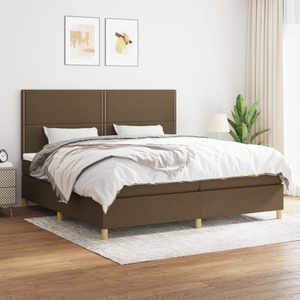 vidaXL, vidaXL Boxspringbett mit Matratze Dunkelbraun 200x200 cm Stoff