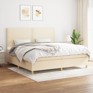vidaXL, vidaXL Boxspringbett mit Matratze Creme 200x200 cm Stoff