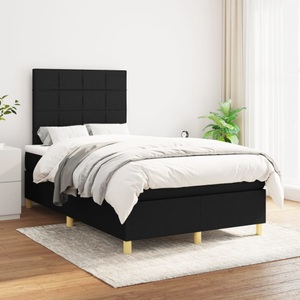 vidaXL, vidaXL Boxspringbett mit Matratze Schwarz 120x200 cm Stoff, vidaXL Boxspringbett mit Matratze Schwarz 120x200 cm Stoff