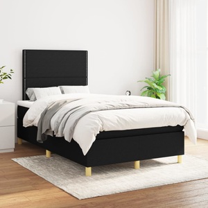 vidaXL, vidaXL Boxspringbett mit Matratze Schwarz 120x200 cm Stoff, vidaXL Boxspringbett mit Matratze Schwarz 120x200 cm Stoff