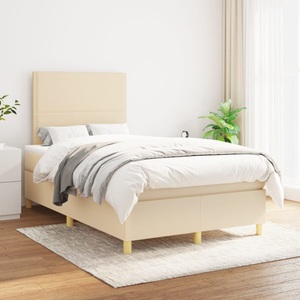 vidaXL, vidaXL Boxspringbett mit Matratze Creme 120x200 cm Stoff