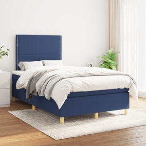 vidaXL, vidaXL Boxspringbett mit Matratze Blau 120x200 cm Stoff