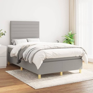 vidaXL, vidaXL Boxspringbett mit Matratze Hellgrau 120x200 cm Stoff, vidaXL Boxspringbett mit Matratze Hellgrau 120x200 cm Stoff