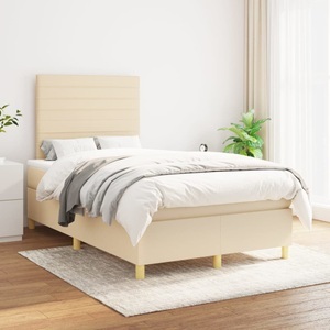 vidaXL, vidaXL Boxspringbett mit Matratze Creme 120x200 cm Stoff