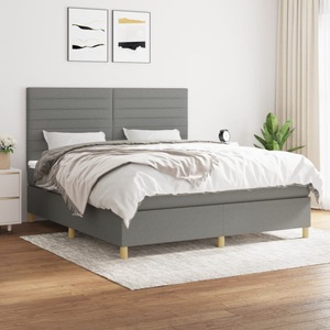 vidaXL, vidaXL Boxspringbett mit Matratze Dunkelgrau 160x200 cm Stoff