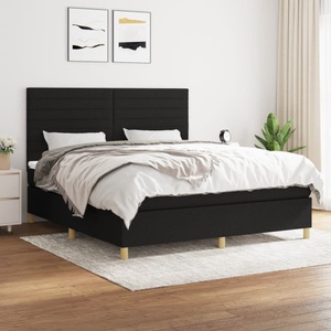 vidaXL, vidaXL Boxspringbett mit Matratze Schwarz 160x200 cm Stoff