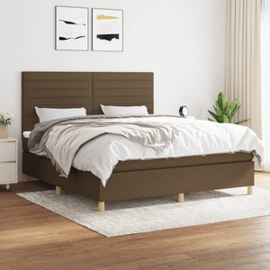 vidaXL, vidaXL Boxspringbett mit Matratze Dunkelbraun 160x200 cm Stoff