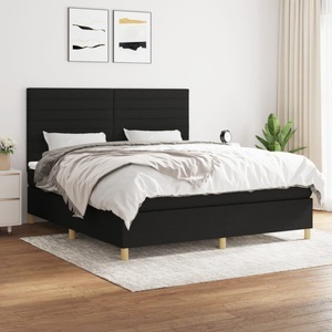 vidaXL, vidaXL Boxspringbett mit Matratze Schwarz 180x200 cm Stoff, vidaXL Boxspringbett mit Matratze Schwarz 180x200 cm Stoff