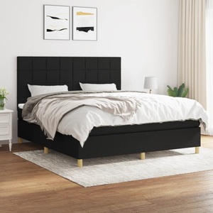 vidaXL, vidaXL Boxspringbett mit Matratze Schwarz 160x200 cm Stoff