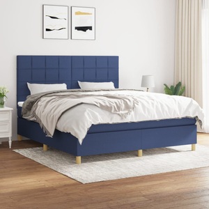 vidaXL, vidaXL Boxspringbett mit Matratze Blau 160x200 cm Stoff