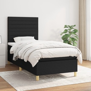vidaXL, vidaXL Boxspringbett mit Matratze Schwarz 80x200 cm Stoff