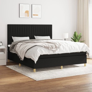 vidaXL, vidaXL Boxspringbett mit Matratze Schwarz 160x200 cm Stoff