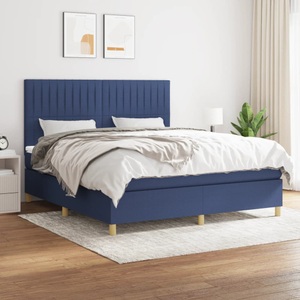 vidaXL, vidaXL Boxspringbett mit Matratze Blau 160x200 cm Stoff
