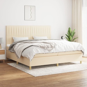 vidaXL, vidaXL Boxspringbett mit Matratze Creme 200x200 cm Stoff