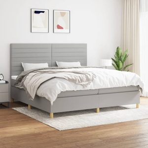 vidaXL, vidaXL Boxspringbett mit Matratze Hellgrau 200x200 cm Stoff, vidaXL Boxspringbett mit Matratze Hellgrau 200x200 cm Stoff