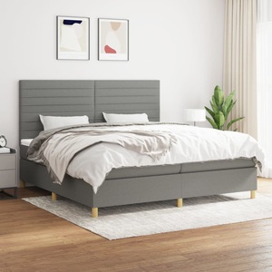 vidaXL, vidaXL Boxspringbett mit Matratze Dunkelgrau 200x200 cm Stoff