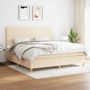vidaXL, vidaXL Boxspringbett mit Matratze Creme 200x200 cm Stoff