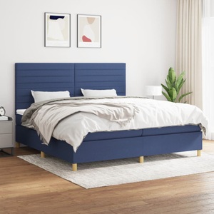 vidaXL, vidaXL Boxspringbett mit Matratze Blau 200x200 cm Stoff