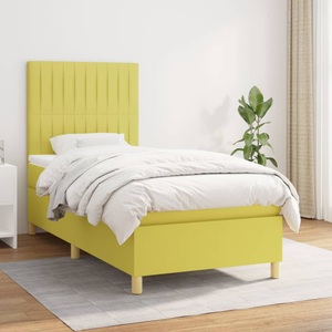 vidaXL, vidaXL Boxspringbett mit Matratze Grün 90x200 cm Stoff, 