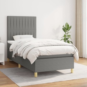 vidaXL, vidaXL Boxspringbett mit Matratze Dunkelgrau 100x200 cm Stoff, vidaXL Boxspringbett mit Matratze Dunkelgrau 100x200 cm Stoff