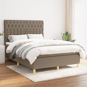 vidaXL, vidaXL Boxspringbett mit Matratze Taupe 140x200 cm Stoff, vidaXL Boxspringbett mit Matratze Taupe 140x200 cm Stoff