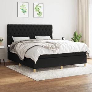 vidaXL, vidaXL Boxspringbett mit Matratze Schwarz 160x200 cm Stoff, vidaXL Boxspringbett mit Matratze Schwarz 160x200 cm Stoff