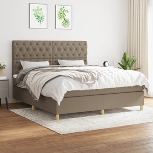 vidaXL, vidaXL Boxspringbett mit Matratze Taupe 160x200 cm Stoff, vidaXL Boxspringbett mit Matratze Taupe 160x200 cm Stoff