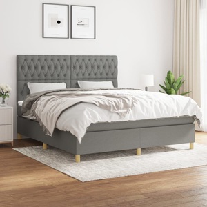 vidaXL, vidaXL Boxspringbett mit Matratze Dunkelgrau 180x200 cm Stoff