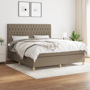 vidaXL, vidaXL Boxspringbett mit Matratze Taupe 180x200 cm Stoff