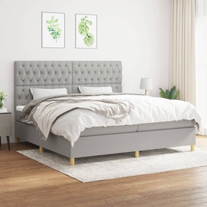 vidaXL, vidaXL Boxspringbett mit Matratze Hellgrau 200x200 cm Stoff, vidaXL Boxspringbett mit Matratze Hellgrau 200x200 cm Stoff
