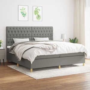vidaXL, vidaXL Boxspringbett mit Matratze Dunkelgrau 200x200 cm Stoff