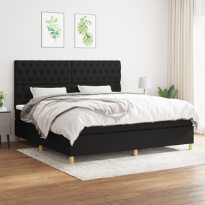 vidaXL, vidaXL Boxspringbett mit Matratze Schwarz 200x200 cm Stoff