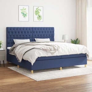 vidaXL, vidaXL Boxspringbett mit Matratze Blau 200x200 cm Stoff, vidaXL Boxspringbett mit Matratze Blau 200x200 cm Stoff