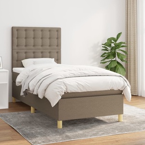 vidaXL, vidaXL Boxspringbett mit Matratze Taupe 90x200 cm Stoff, vidaXL Boxspringbett mit Matratze Taupe 90x200 cm Stoff