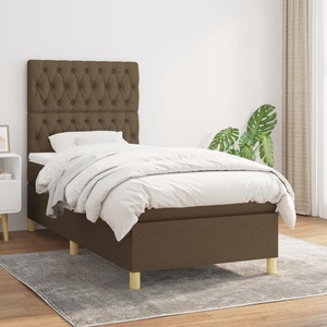 vidaXL, vidaXL Boxspringbett mit Matratze Dunkelbraun 90x200 cm Stoff, vidaXL Boxspringbett mit Matratze Dunkelbraun 90x200 cm Stoff