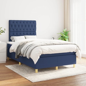 vidaXL, vidaXL Boxspringbett mit Matratze Blau 120x200 cm Stoff, vidaXL Boxspringbett mit Matratze Blau 120x200 cm Stoff