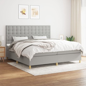 vidaXL, vidaXL Boxspringbett mit Matratze Hellgrau 200x200 cm Stoff