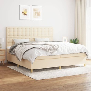 vidaXL, vidaXL Boxspringbett mit Matratze Creme 200x200 cm Stoff, vidaXL Boxspringbett mit Matratze Creme 200x200 cm Stoff