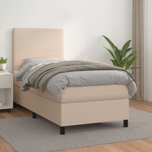 vidaXL, vidaXL Boxspringbett mit Matratze Cappuccino-Braun 90x190cm Kunstleder