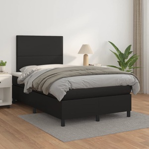 vidaXL, vidaXL Boxspringbett mit Matratze Schwarz 120x200 cm Kunstleder